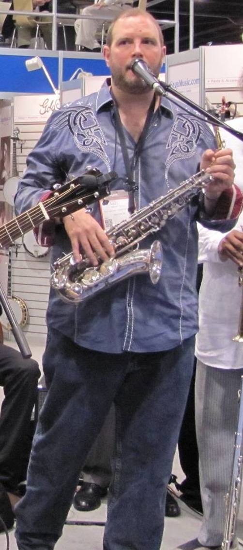 Giles Davis performing at the 2015 NAMM Show in CA